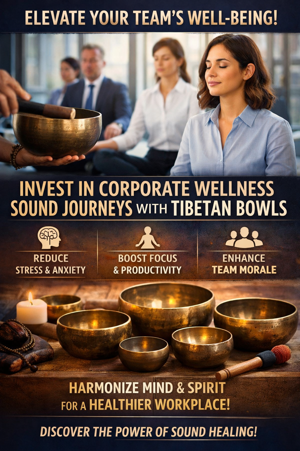 Corporate team wellness sound bath session